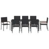 vidaXL Garden Dining Set with Cushion 9 pcs Black Poly Rattan