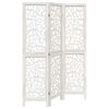 vidaXL Room Divider 3 Panels White Solid Wood Paulownia