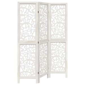 vidaXL Room Divider 3 Panels White Solid Wood Paulownia