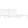 vidaXL Metal Bed Frame without Mattress with Headboard White 200x200cm