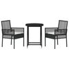 vidaXL Garden Bistro Set 3 pcs Black Poly rattan