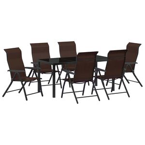 vidaXL Garden Dining Set 7 pcs Brown Powder-Coated Steel