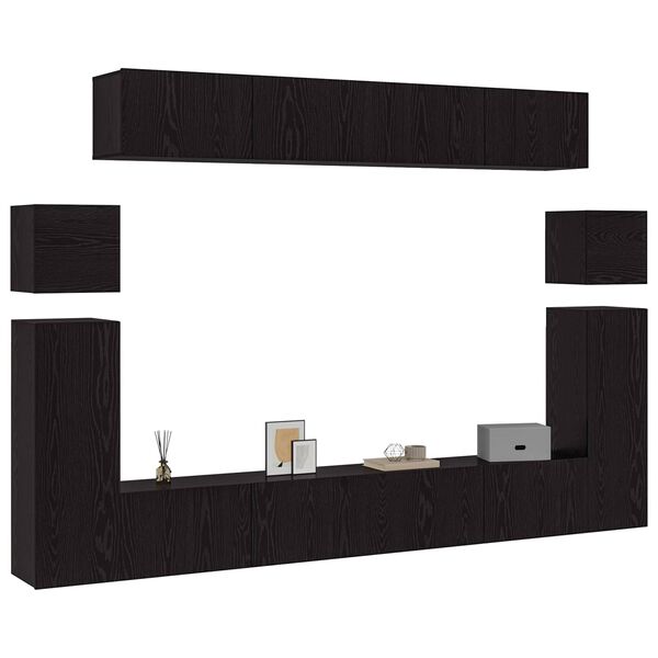 vidaXL TV Cabinet Set Wall-mounted 8 pcs Black Oak Engineered Wood