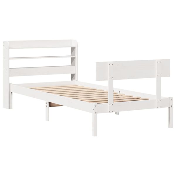 vidaXL Bed Frame without Mattress White 90x190 cm Single Solid Wood Pine