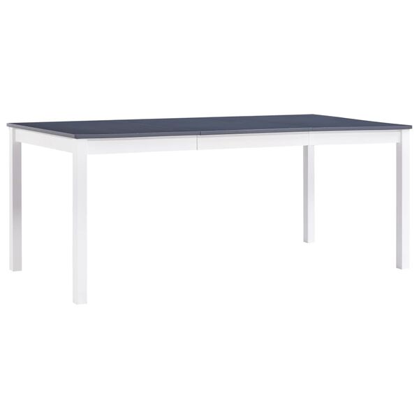 vidaXL Dining Table White and Grey 180x90x73 cm Pinewood