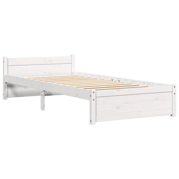 vidaXL Bed Frame without Mattress White Solid Wood 75x190 cm Small Single
