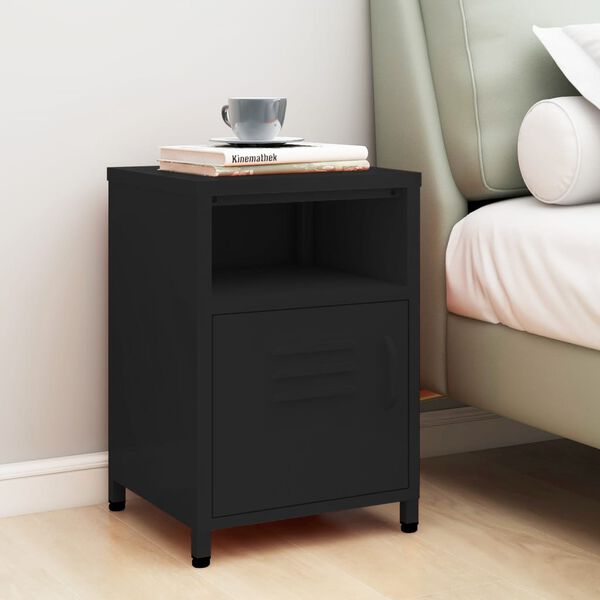 vidaXL Nightstand Black 35x35x51 cm Steel