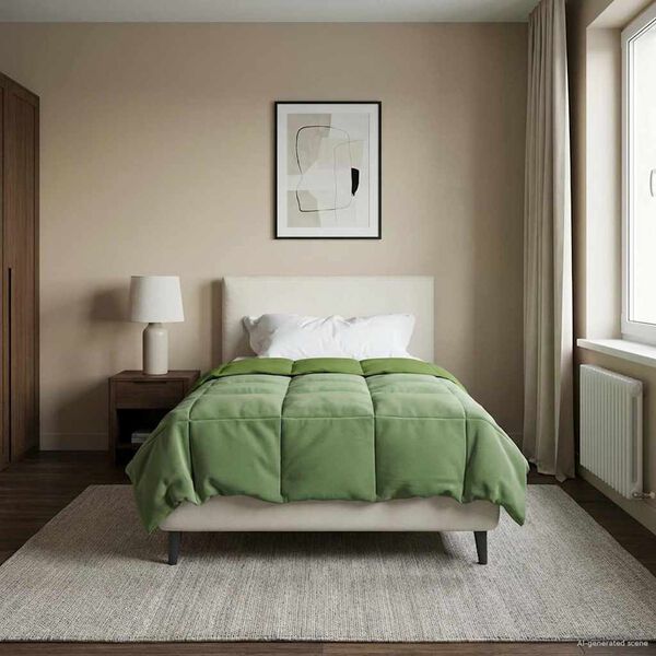 vidaXL Summer Duvet Quilted Green 155 x 200 cm Microfiber