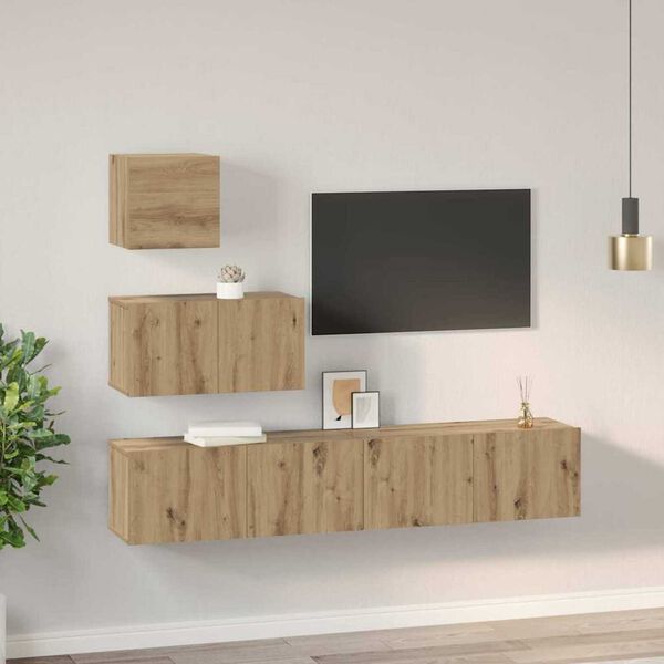 vidaXL TV Cabinet Set Wall-mounted 4 pcs Artisan Oak Engineered Wood