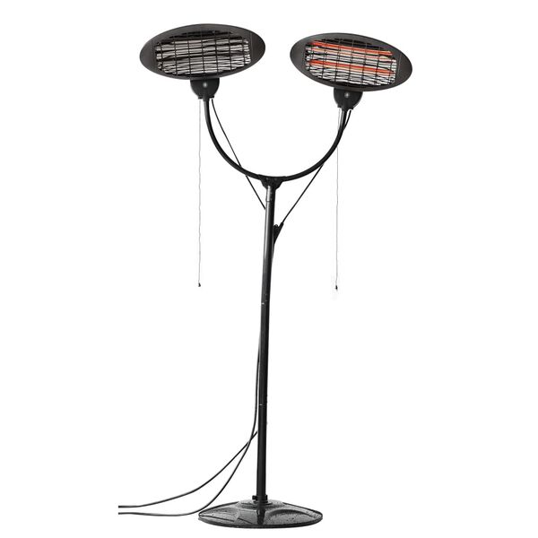 Free standing twin headed electric patio heater