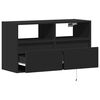 vidaXL TV Wall Cabinet with LED Lights Black 80x31x45 cm
