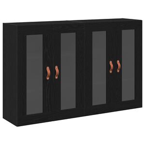 vidaXL Wall Cabinets 2 pcs Black Oak 69.5 x 34 x 90 cm Engineered Wood