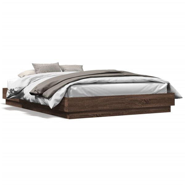 vidaXL Bed Frame without Mattress Brown Oak 140x200 cm