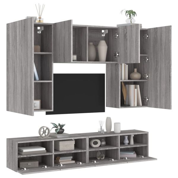 vidaXL 5 Piece TV Wall Units Grey Sonoma Engineered Wood