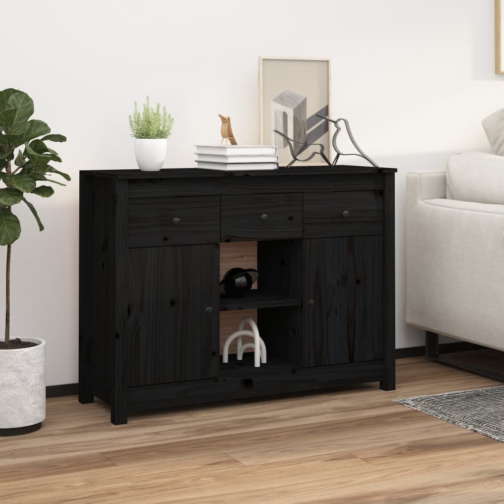 Black solid wood shop sideboard