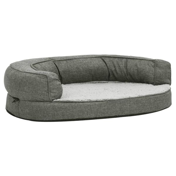 vidaXL Ergonomic Dog Bed Mattress 75x53 cm Linen Look Fleece Grey