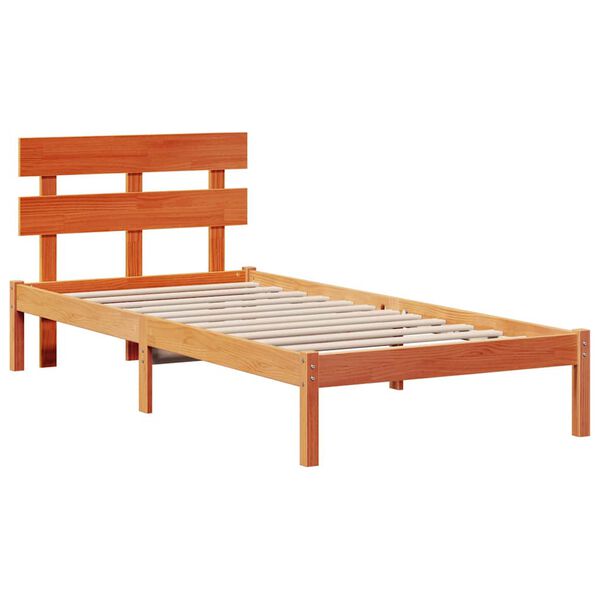 vidaXL Bed Frame with Headboard Brown 80 x 200 cm Solid Pine wood