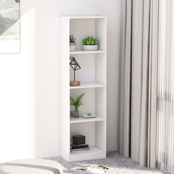 vidaXL 4-Tier Book Cabinet White 40x24x142 cm Engineered Wood