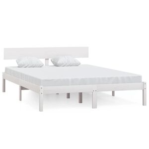 vidaXL Bed Frame without Mattress White Solid Wood Small Double