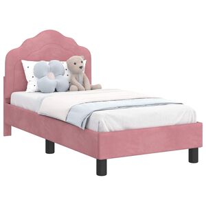 vidaXL Toddler Bed Frame with Headboard Pink 70 x 140 cm Velvet