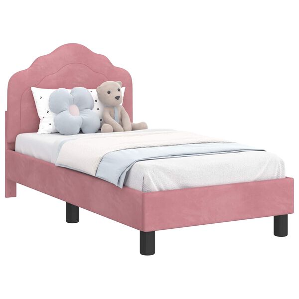 vidaXL Toddler Bed Frame with Headboard Pink 70 x 140 cm Velvet