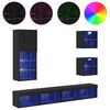 TV Wall Units with LED Wall-mounted 5 pcs Black Oak Engineered Wood