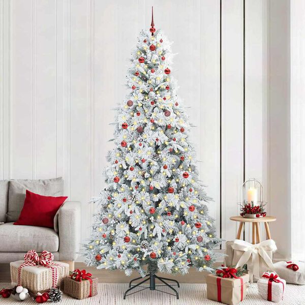 vidaXL Artificial Hinged Christmas Tree White 240 cm PE and PVC