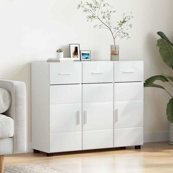 vidaXL Sideboard with Door FLORIN High Gloss White 88.5 x 30.5 x 73 cm