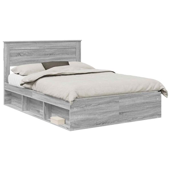 vidaXL Bed Frame Grey Sonoma 160 x 200 cm Solid Pine Wood