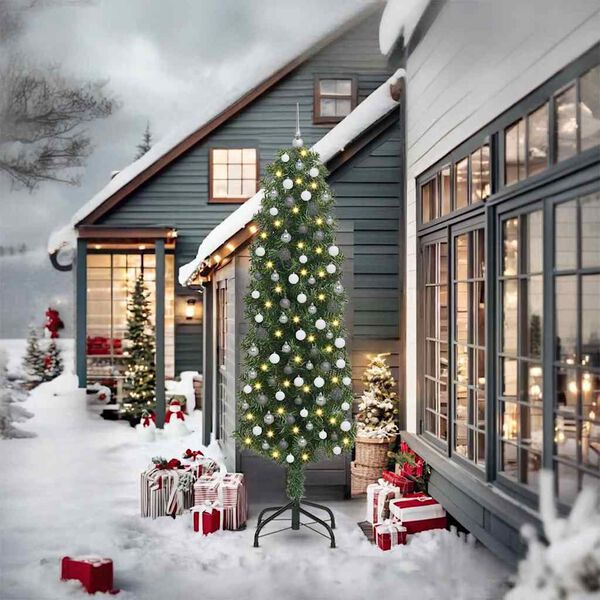 vidaXL Artificial Christmas Tree with 300 LEDs with Stand Green 240 cm