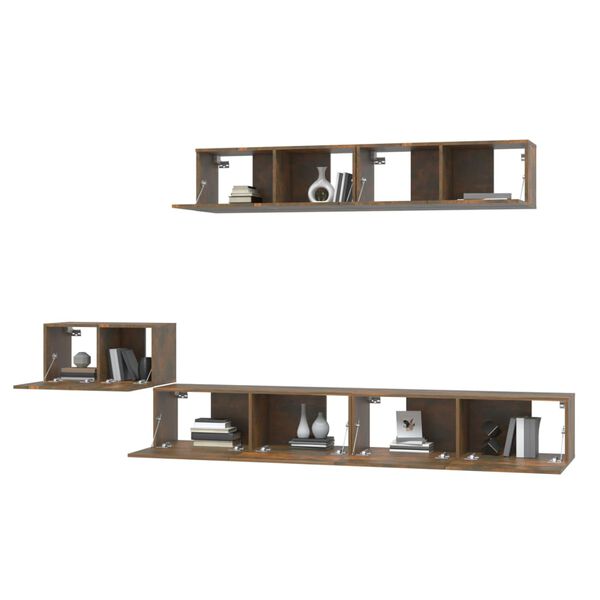 vidaXL 5 Piece TV Cabinet Set Smoked Oak Engineered Wood