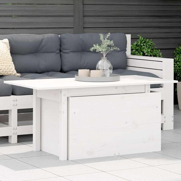 vidaXL Garden Table White 100x50x75 cm Solid Wood Pine