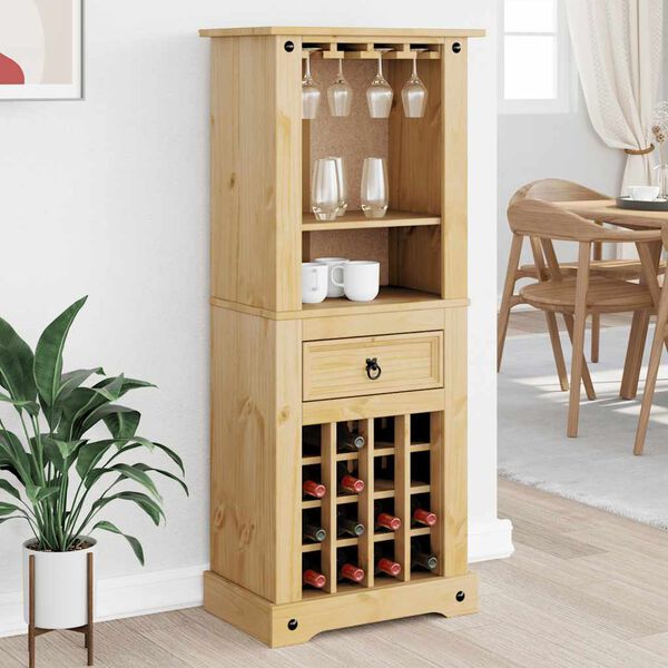 vidaXL Wine Rack Corona 56x35x134.5 cm Solid Wood Pine