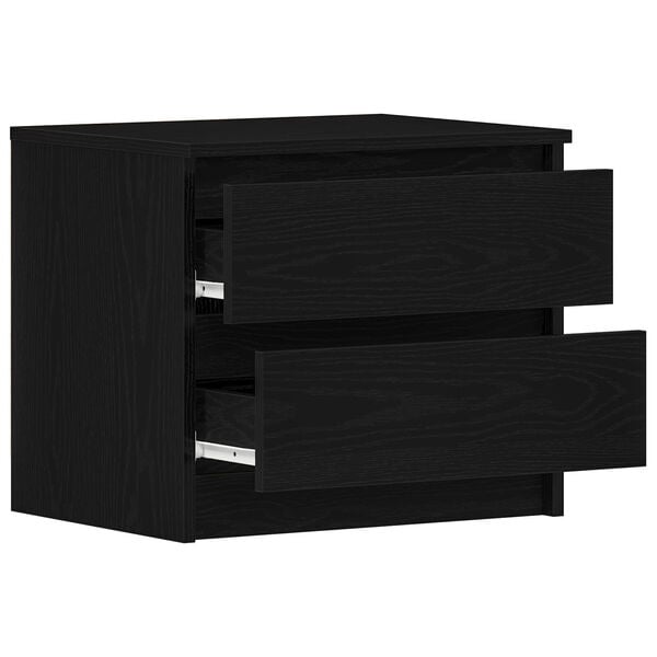 vidaXL Bedside Cabinet with Drawer 2 pcs Black Oak 50 x 40 x 43.5 cm