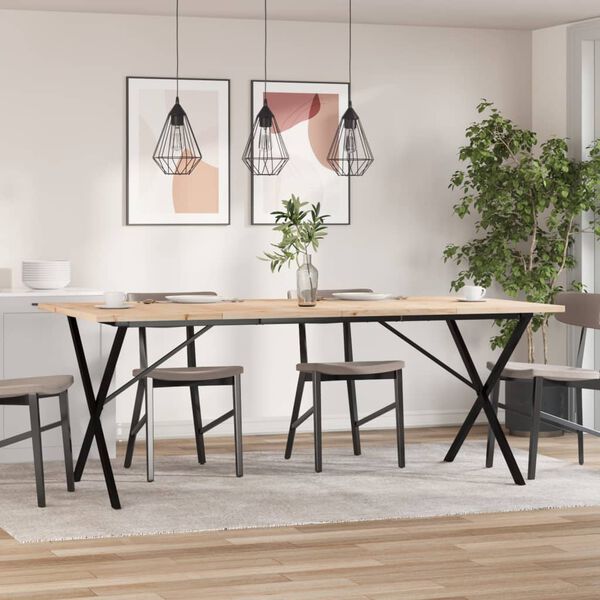 vidaXL Dining Table X-Frame 200x100x75.5 cm Solid Wood Pine and Steel