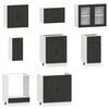 vidaXL 8 Piece Kitchen Cabinet Set Porto Black Engineered Wood