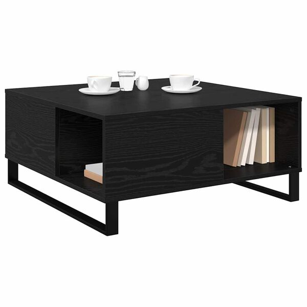 vidaXL Coffee Table Black Oak 80 x 80 x 36.5 cm Engineered Wood