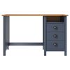vidaXL Desk Hill with 3 Drawers Grey 120x50x74 cm Solid Pine Wood
