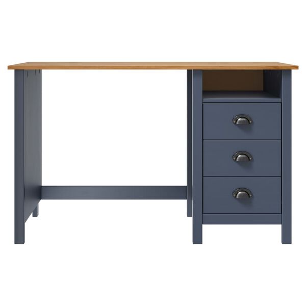 vidaXL Desk Hill with 3 Drawers Grey 120x50x74 cm Solid Pine Wood