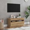 vidaXL TV Cabinet with LED Lights Artisian Oak 80x35x40 cm Engineered Wood