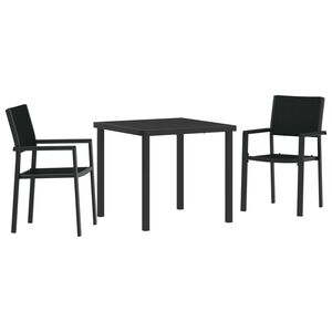 vidaXL Garden Dining Set 3 pcs Black Powder-Coated Steel