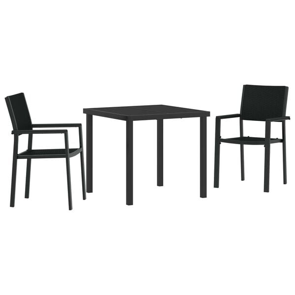 vidaXL Garden Dining Set 3 pcs Black Powder-Coated Steel
