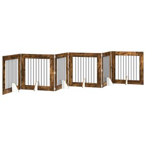 vidaXL Foldable Dog Gate with Stands 6 pcs Smoked Oak 482 cm