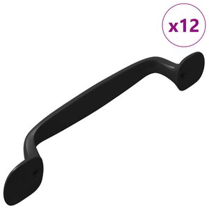 vidaXL Furniture Handle 12 pcs Black 130 x 19.4 x 22.3 mm Aluminium