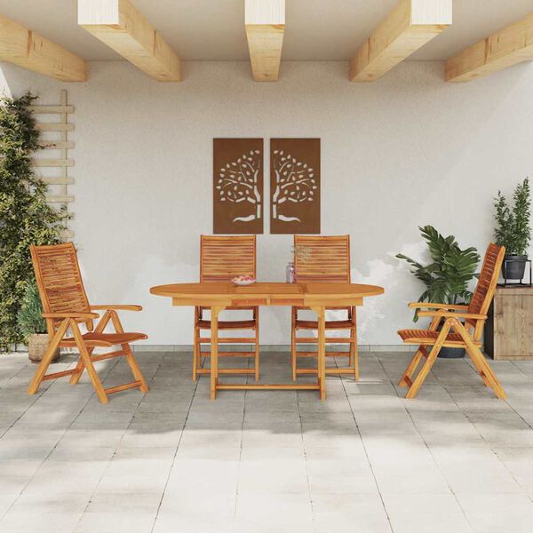 vidaXL Garden Dining Set Folding 5 pcs Brown Solid acacia wood