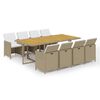 vidaXL Garden Dining Set | Beige | PE rattan | Large | Stackable