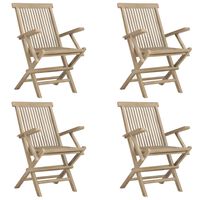 vidaXL Folding Garden Chairs 4 pcs Grey 56x61x89 cm Solid Wood Teak