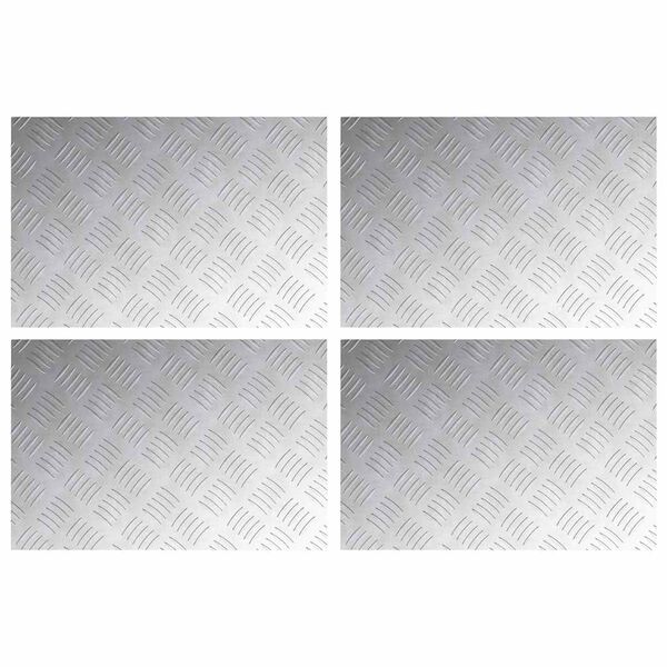 vidaXL Stair Tread Rectangular 4 pcs Silver 60 x 40 cm Aluminium