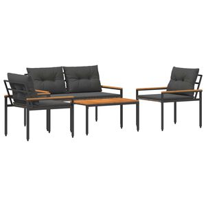 vidaXL Outdoor Furniture Set 4 pcs 4-Seaters Dark Grey Poly Rattan