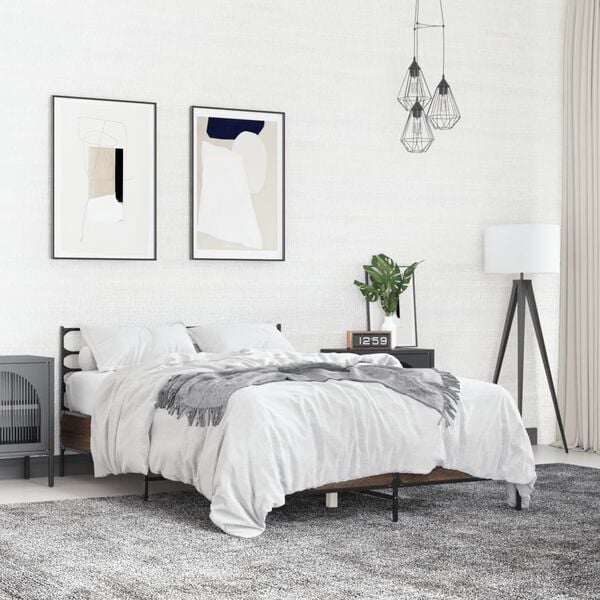 vidaXL Bed Frame without Mattress Brown Oak 120x190 cm Small Double